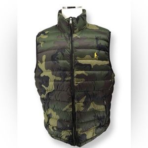 Polo Ralph Lauren camo down vest with yellow interior XL